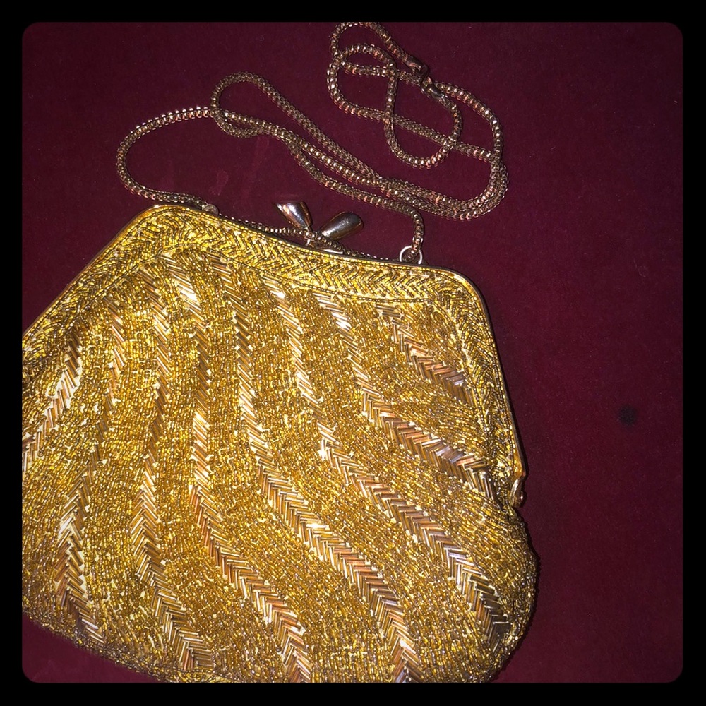 Vintage gold beaded formal bag